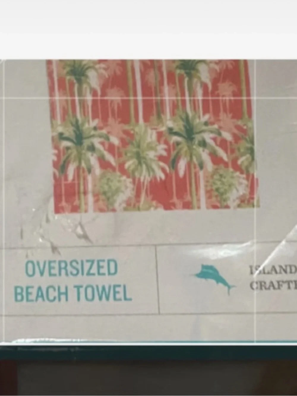 Tommy Bahama Coral and Green Palm Print oversized Beach Towel